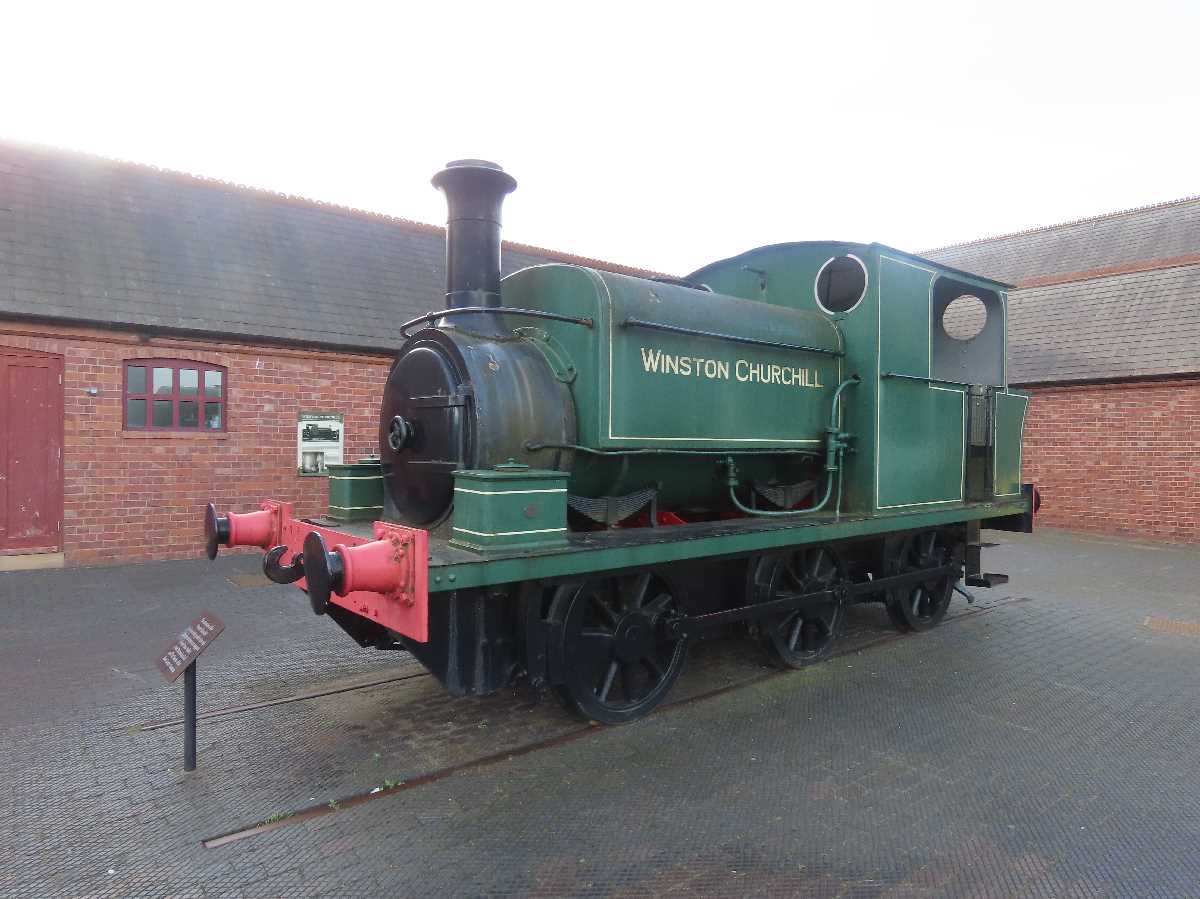 The Winston Churchill, Cadbury No 7 steam locomotive outside the Black Country Living Museum in Dudley
